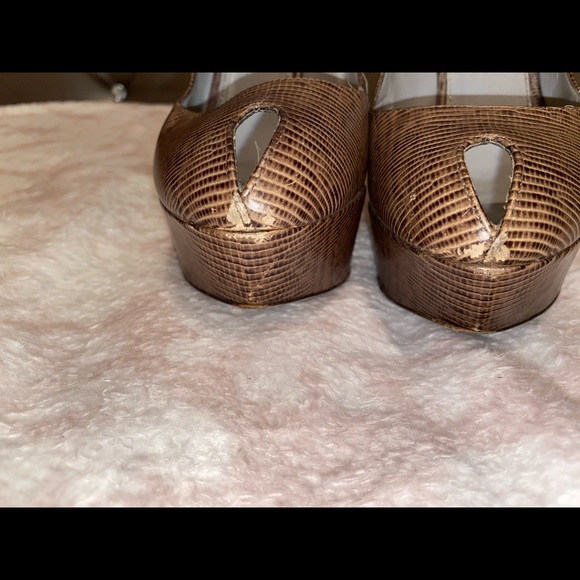 Brown python Sergio Rossi peep toe leather pumps - Picture 7 of 11